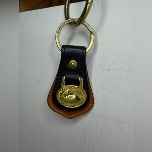 Vintage Dooney & Bourke Leather/Brass Keychain - Black Pebbled/Natural Vachetta
